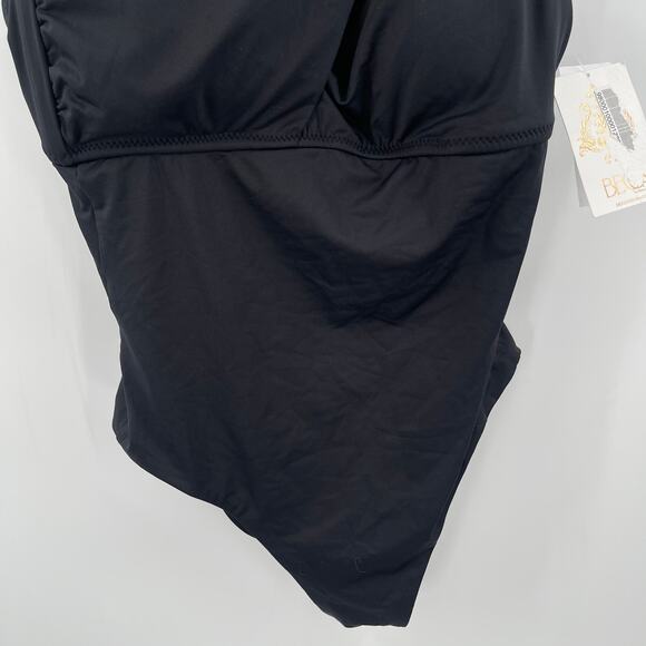 BECCA Swimsuit Size Large One Piece Asymmetrical Cutout Black NWT Removable Cups - Picture 14 of 16
